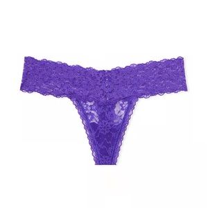 Victoria secret panty thong lace - up purple size small s new